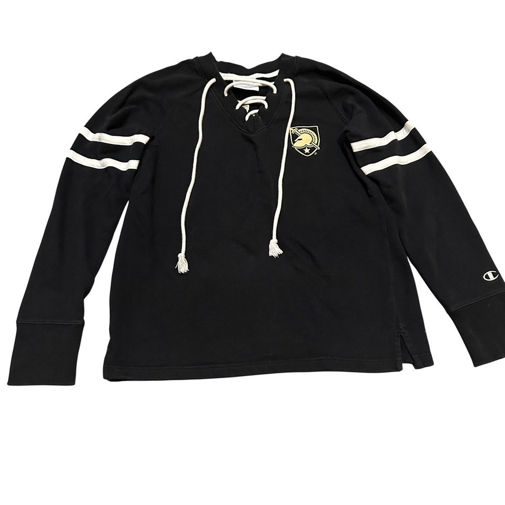 Champion West Point Army Black Knights Lace Up Sweatshirt Black Womens‎ Large L